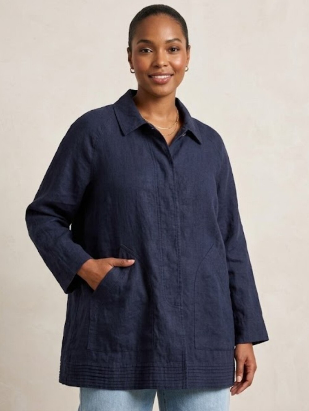 Eileen Fisher 100% Linen Button Down Relaxed Fit Shirt Jacket Lagenlook XL